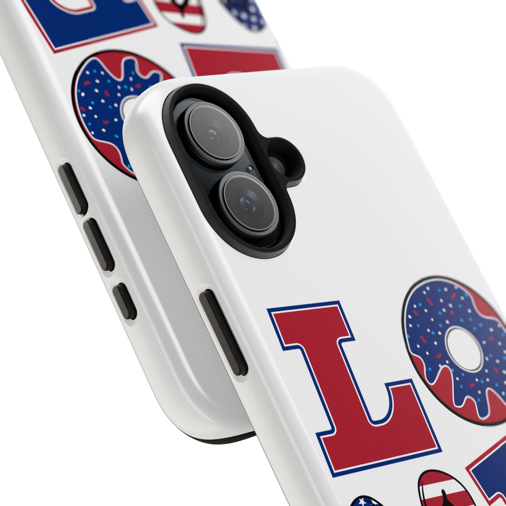 Patriotic LOVE Tough Phone Case — USA Flag & Donut Graphic