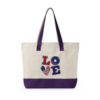 Canvas Tote — Patriotic "Merica" & Flag Love Zippered Beach Bag