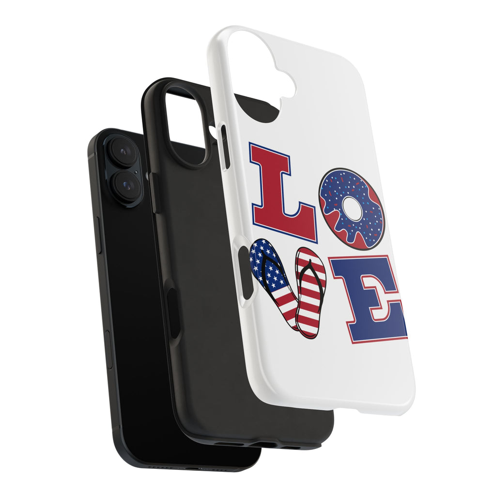 Patriotic LOVE Tough Phone Case — USA Flag & Donut Graphic