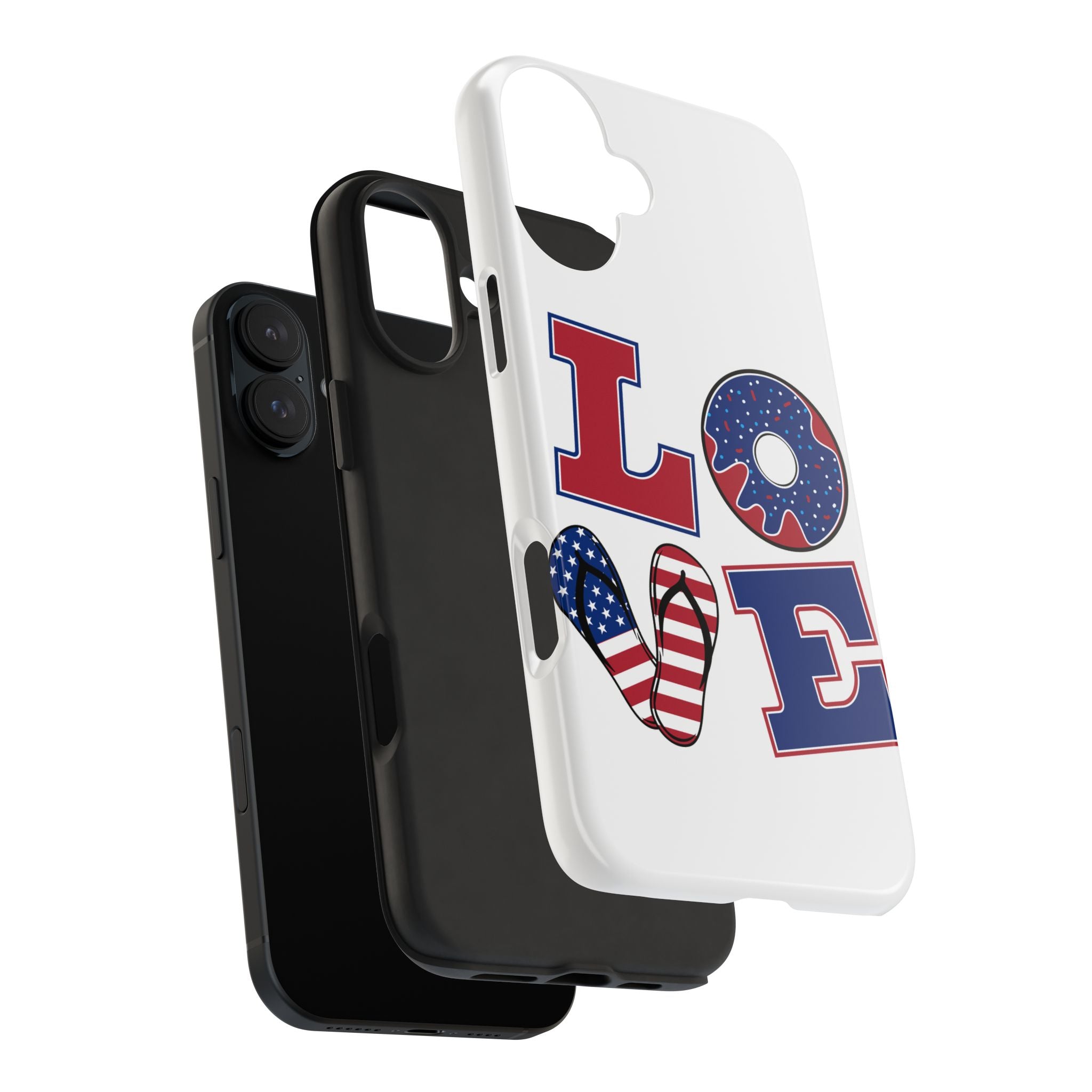 Patriotic LOVE Tough Phone Case — USA Flag & Donut Graphic