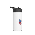 American Flag Peace Sign Stainless Steel Water Bottle