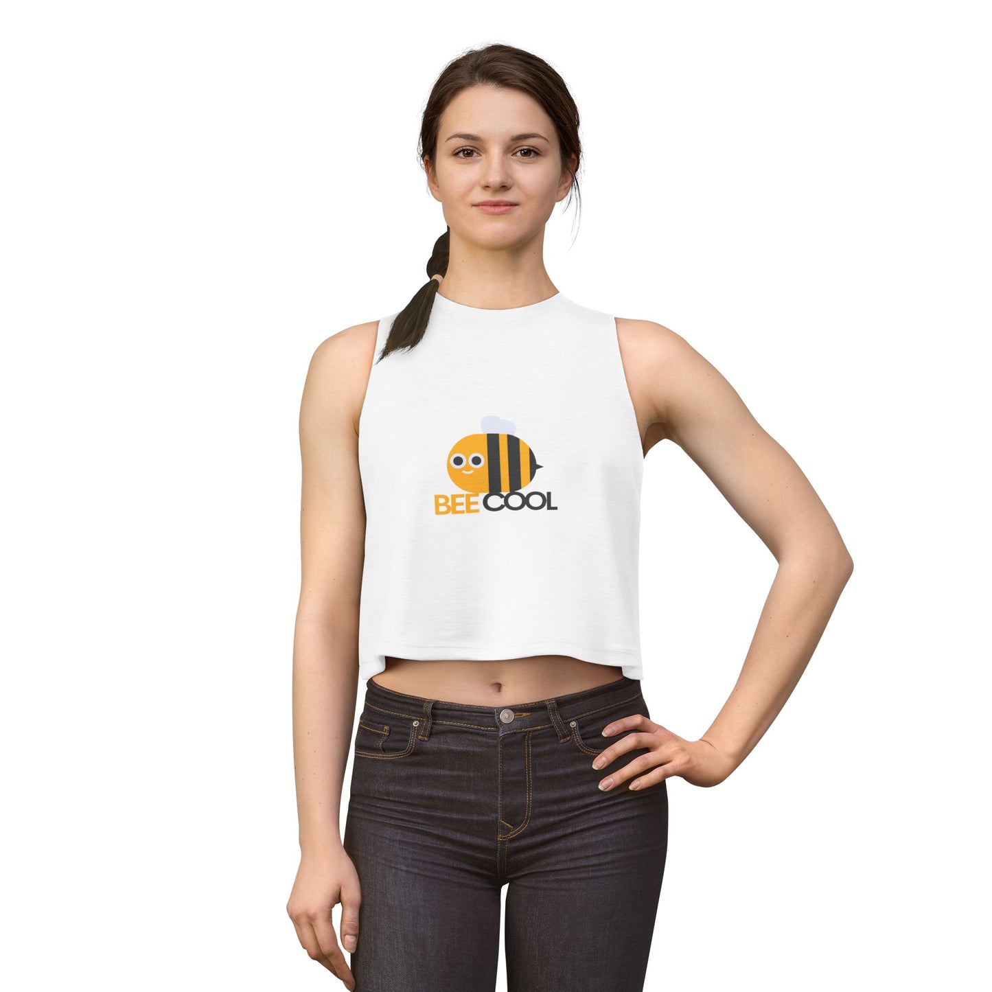 Bee Cool Crop Top — Cute Bumblebee Graphic Women's Tank