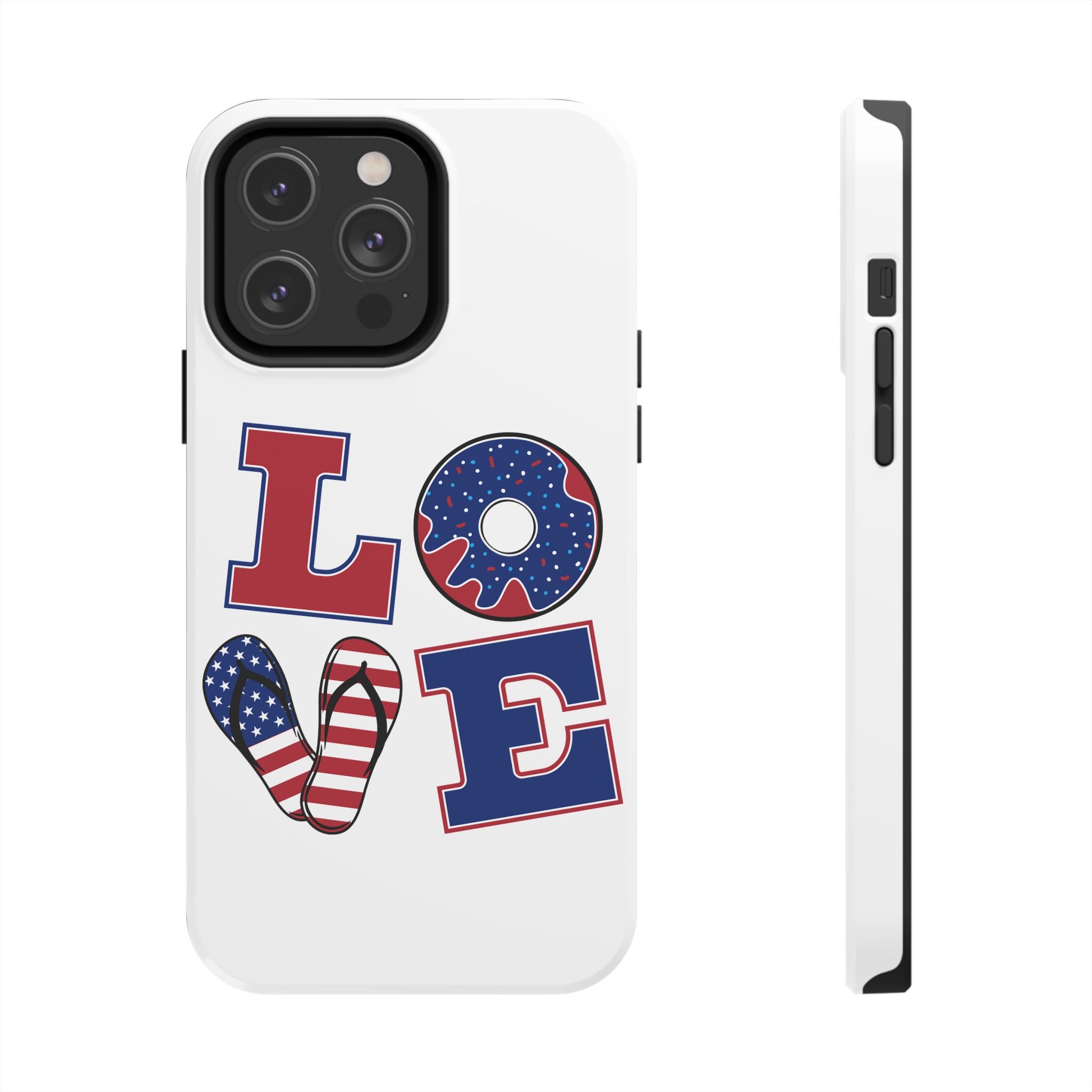 Patriotic LOVE Tough Phone Case — USA Flag & Donut Graphic