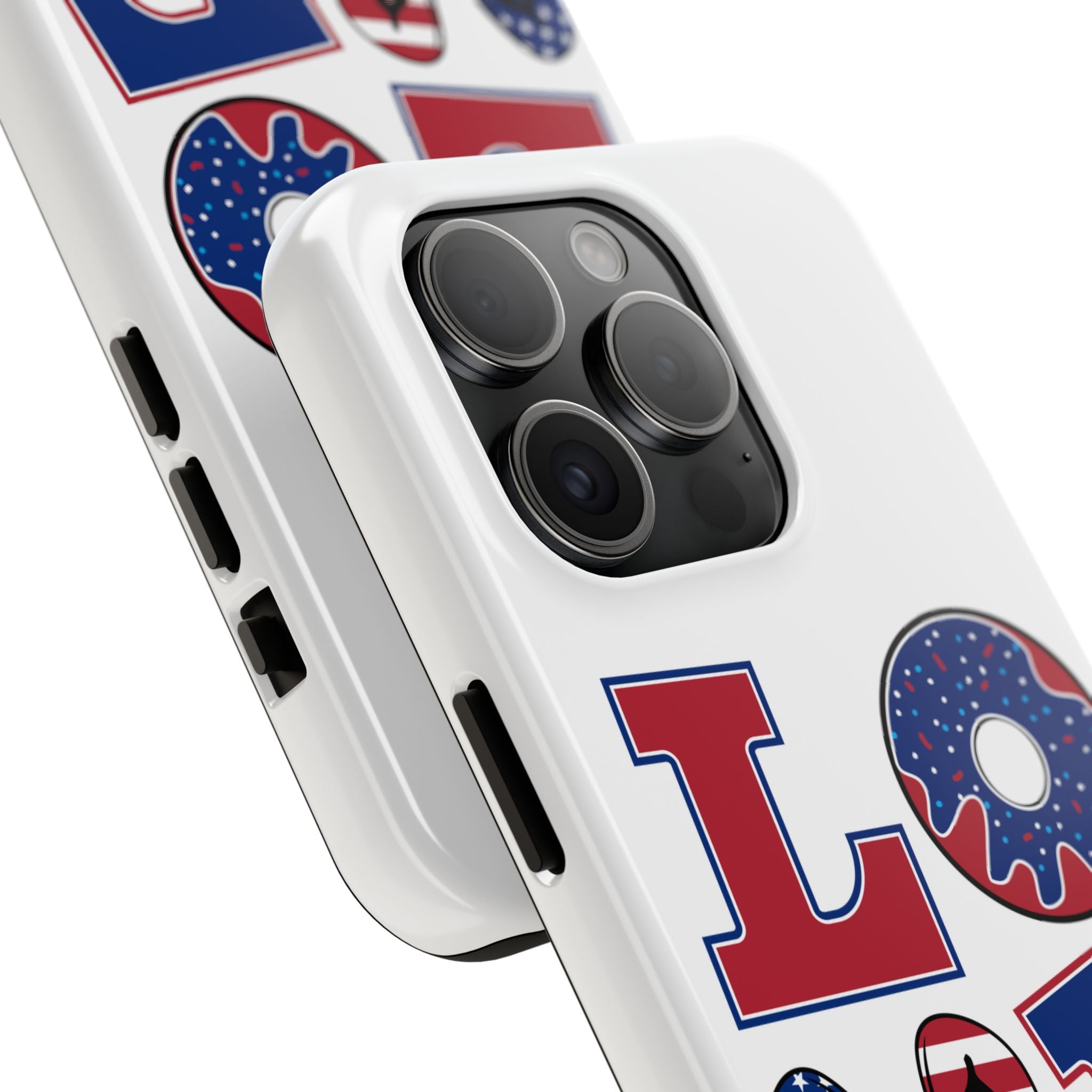 Patriotic LOVE Tough Phone Case — USA Flag & Donut Graphic