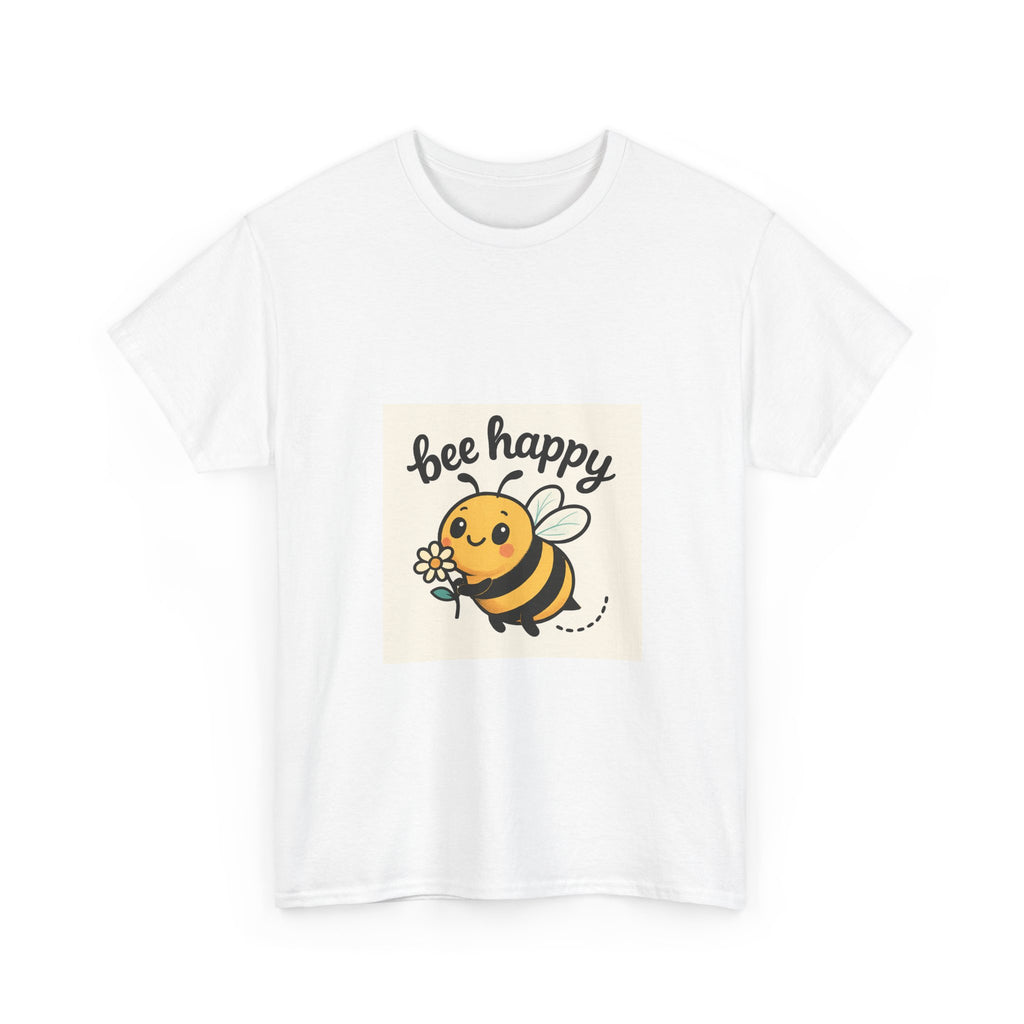 Bee Happy Tee, Unisex Cotton T-Shirt, Cute Bee Graphic Tee, Fun Summer Shirt, Gift for Bee Lovers, Nature Enthusiast Apparel