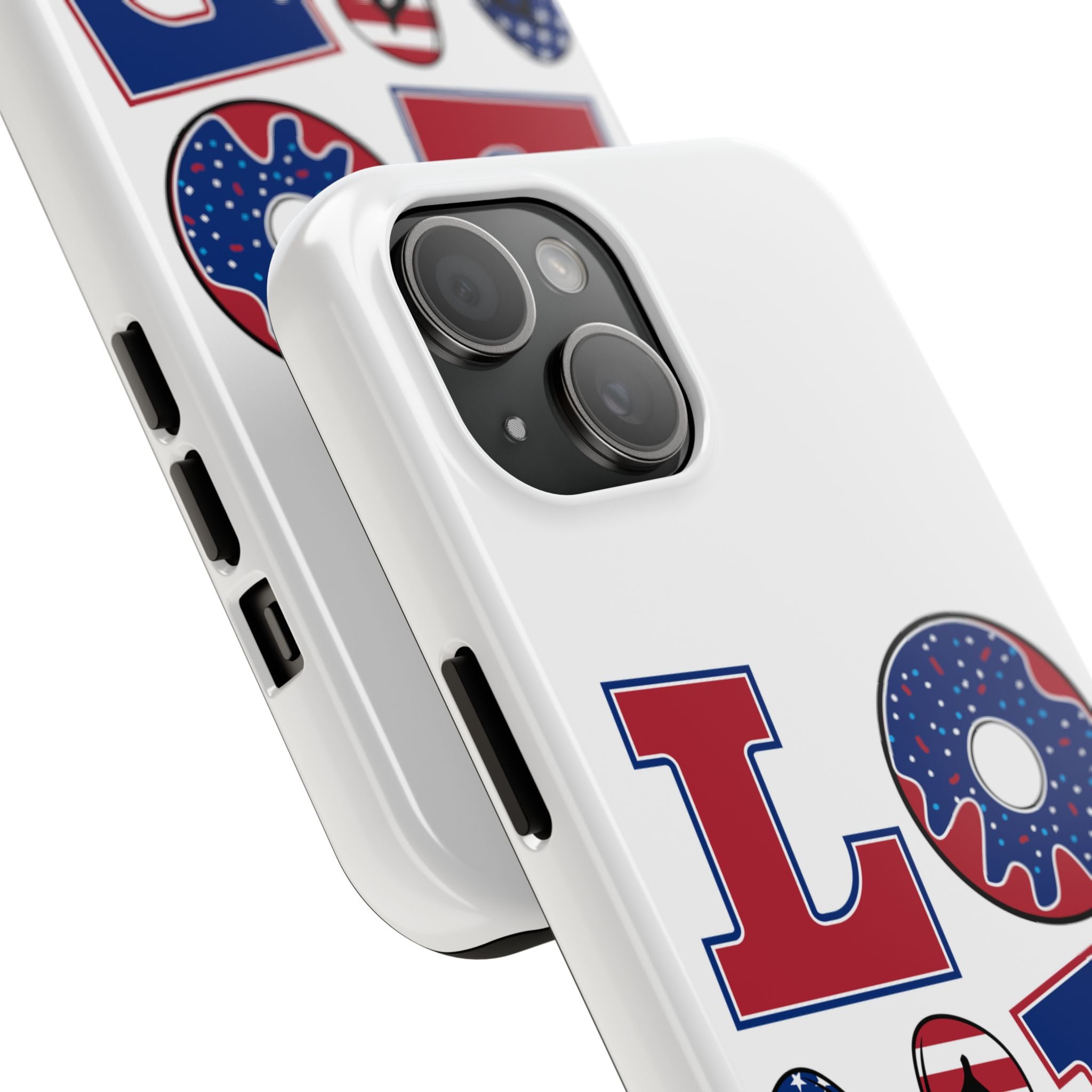Patriotic LOVE Tough Phone Case — USA Flag & Donut Graphic