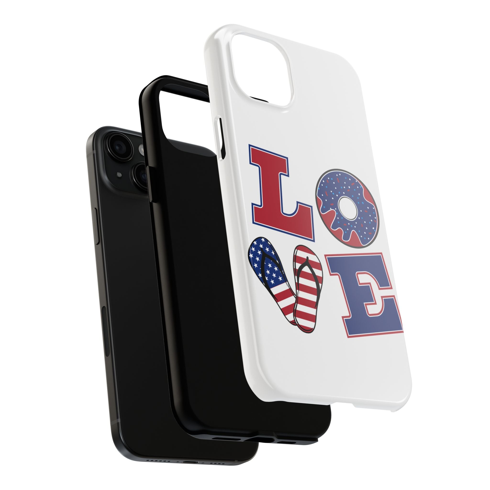 Patriotic LOVE Tough Phone Case — USA Flag & Donut Graphic