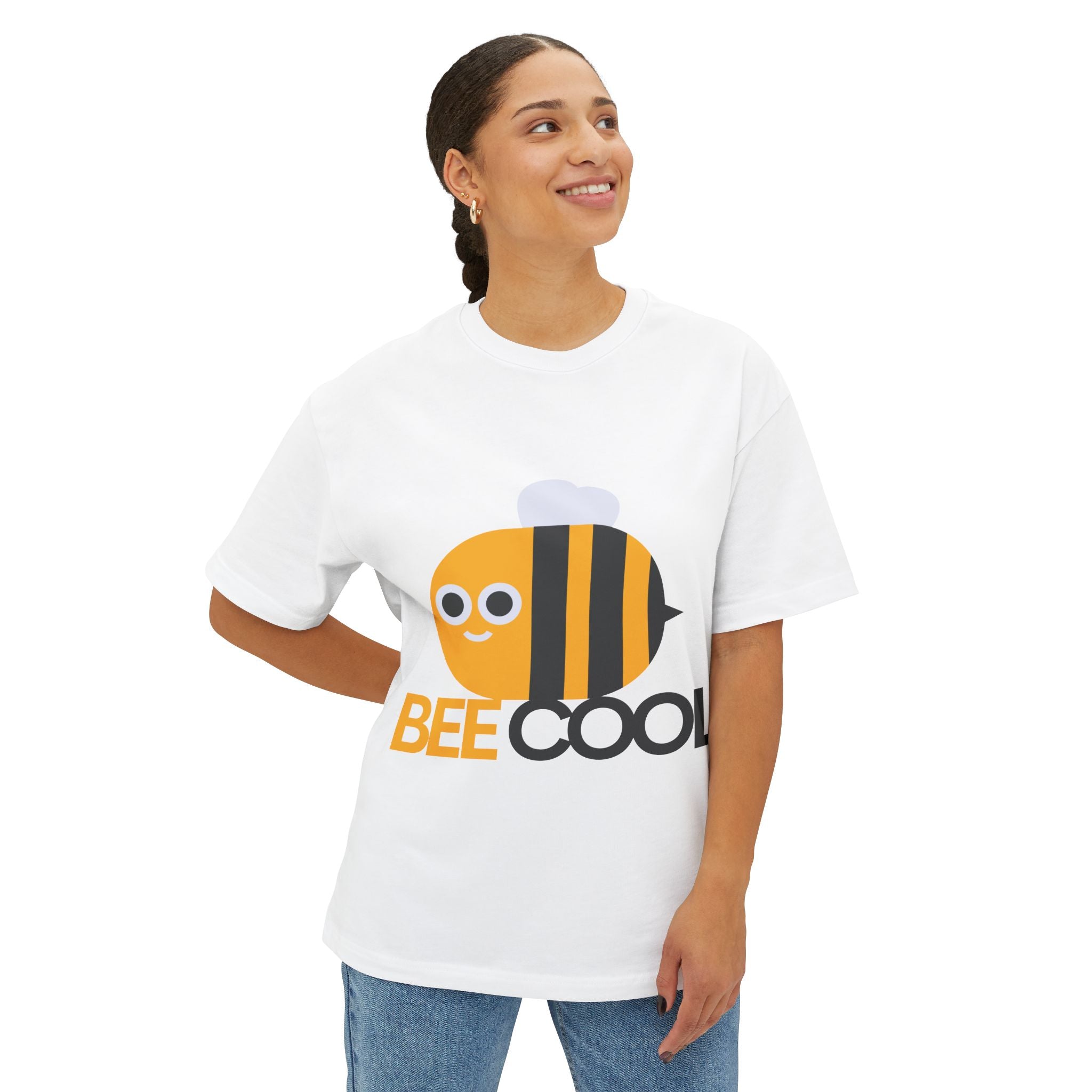 Bee Cool Unisex Oversized Boxy Tee, Cute Graphic T-Shirt, Summer Apparel, Fun Gift, Bee Lover Shirt, Eco-Friendly Fashion, Casual Wear