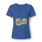 Florida Sunshine State V-Neck T-Shirt – Women's Retro Palm Tree Tee