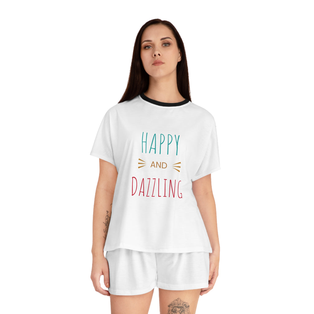 Happy and Dazzling Women's Short Pajama Set — Cute Printed Sleepwear