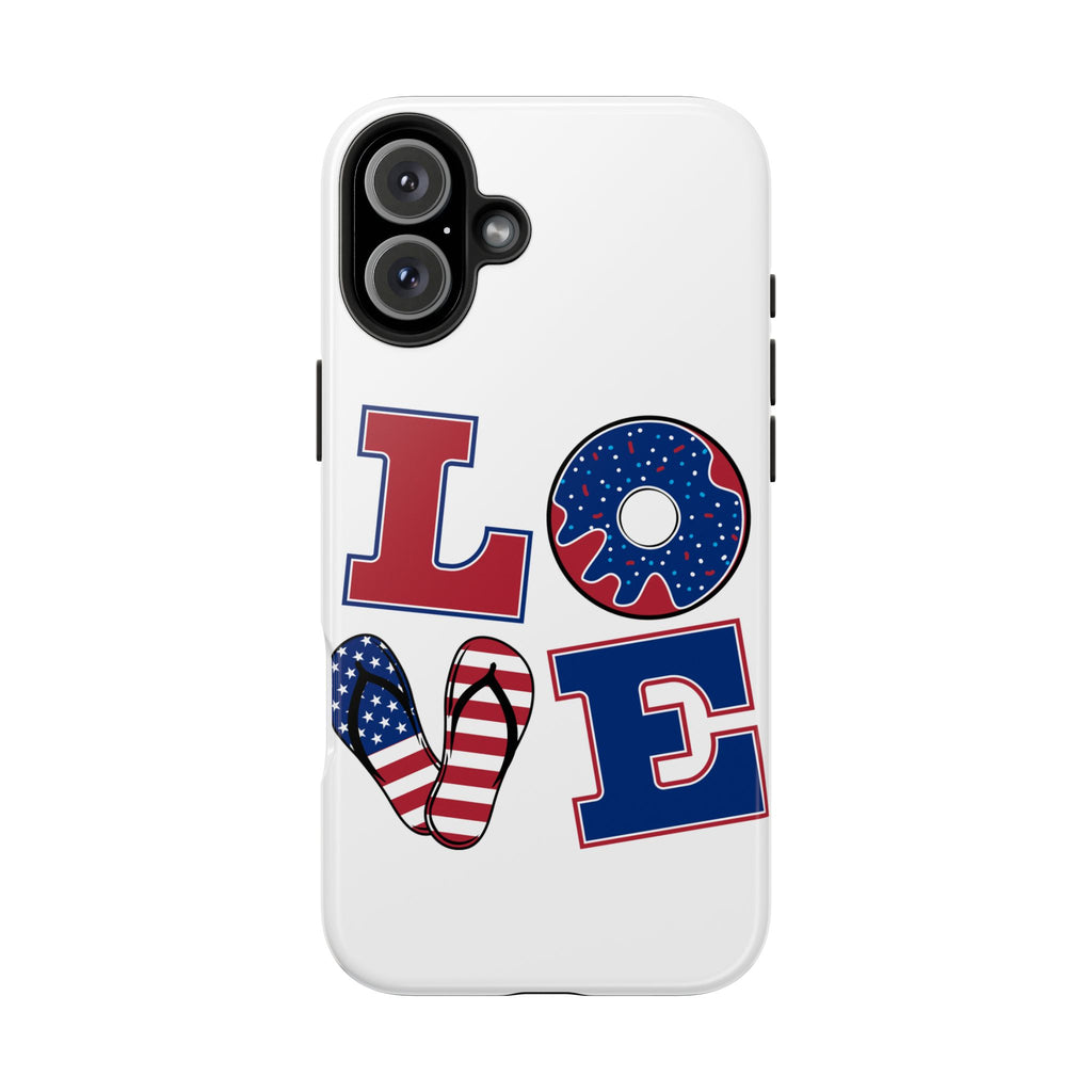 Patriotic LOVE Tough Phone Case — USA Flag & Donut Graphic