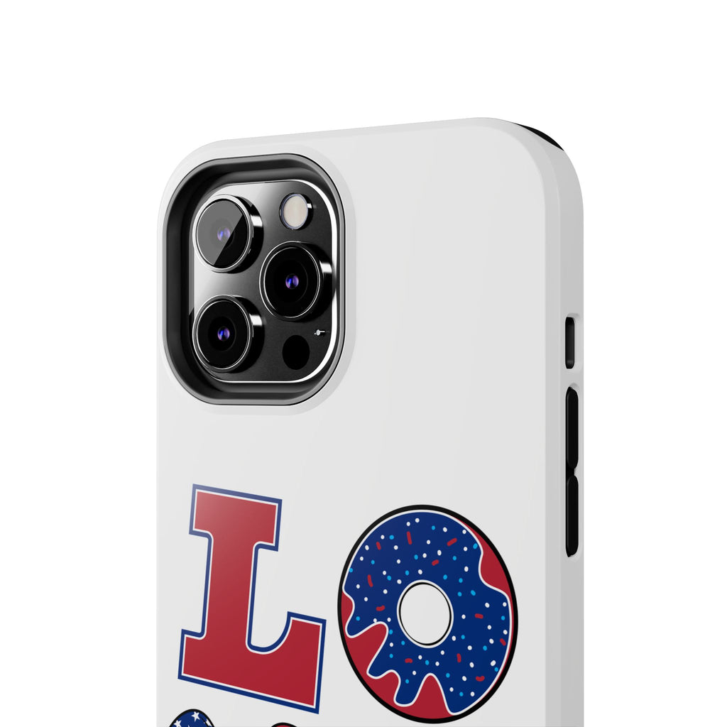 Patriotic LOVE Tough Phone Case — USA Flag & Donut Graphic