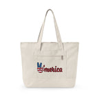 Canvas Tote — Patriotic "Merica" & Flag Love Zippered Beach Bag