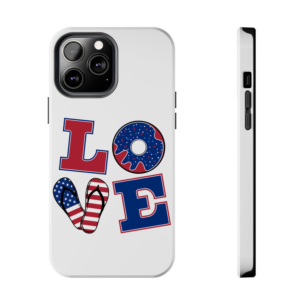 Patriotic LOVE Tough Phone Case — USA Flag & Donut Graphic