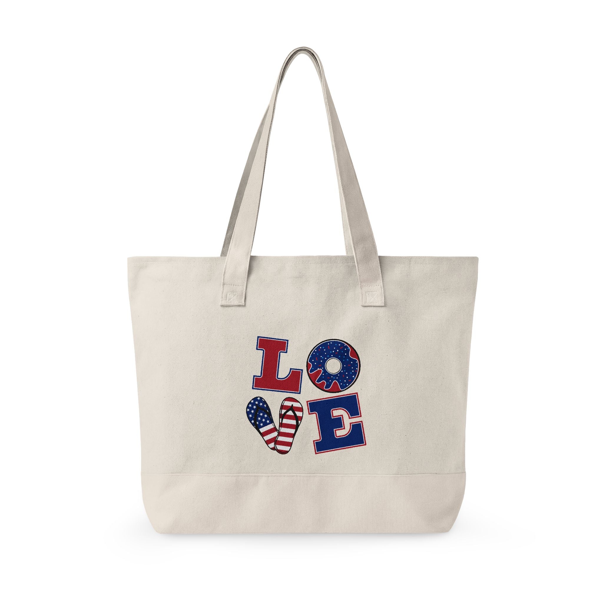 Canvas Tote — Patriotic "Merica" & Flag Love Zippered Beach Bag