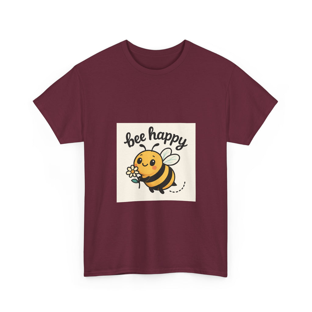Bee Happy Tee, Unisex Cotton T-Shirt, Cute Bee Graphic Tee, Fun Summer Shirt, Gift for Bee Lovers, Nature Enthusiast Apparel