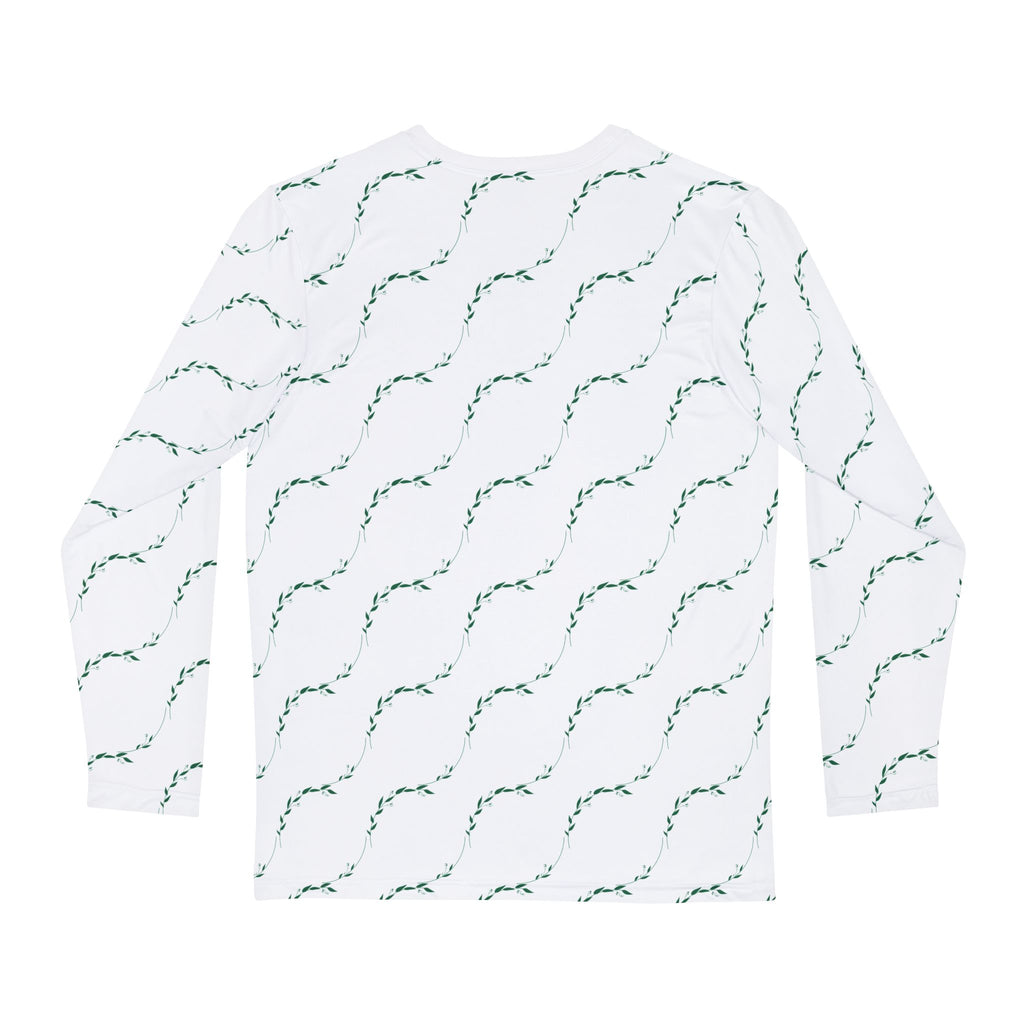 Men's Long Sleeve Shirt - Minimal Green Vine Allover Print