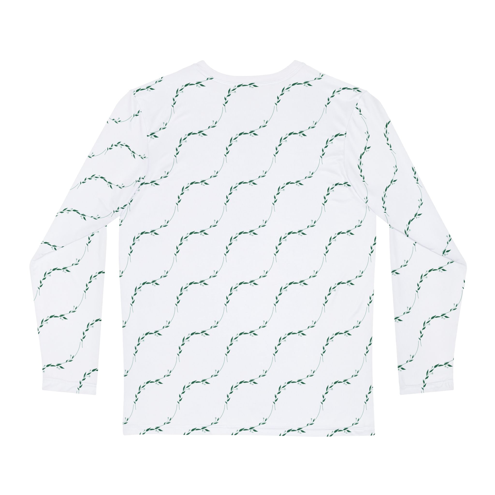 Men's Long Sleeve Shirt - Minimal Green Vine Allover Print