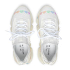 Mesh Sneakers — White Heart Candy Print Athletic Shoes