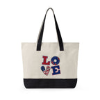Canvas Tote — Patriotic "Merica" & Flag Love Zippered Beach Bag