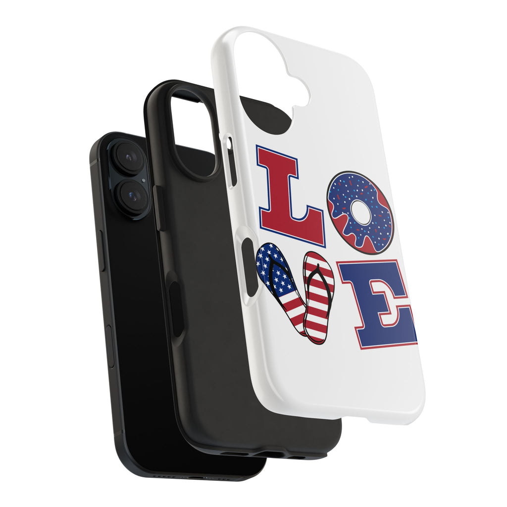 Patriotic LOVE Tough Phone Case — USA Flag & Donut Graphic