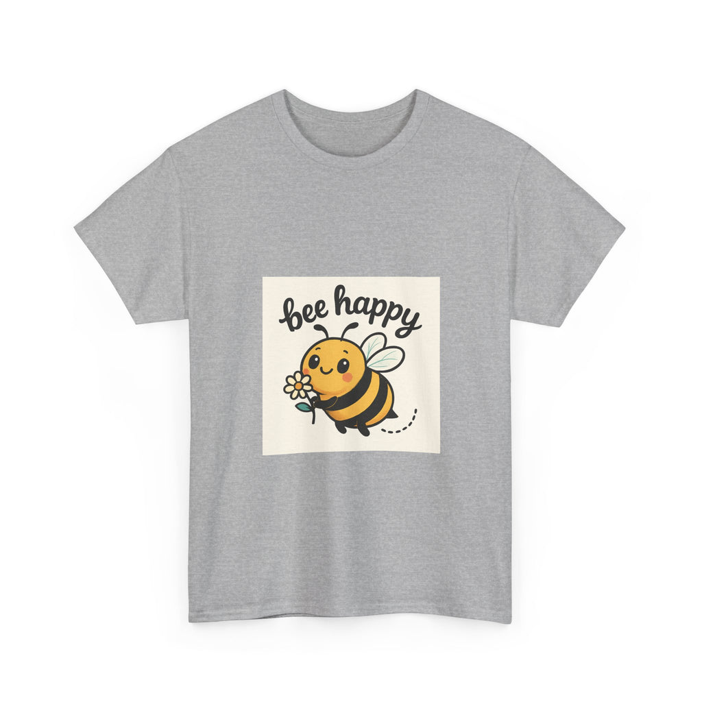 Bee Happy Tee, Unisex Cotton T-Shirt, Cute Bee Graphic Tee, Fun Summer Shirt, Gift for Bee Lovers, Nature Enthusiast Apparel