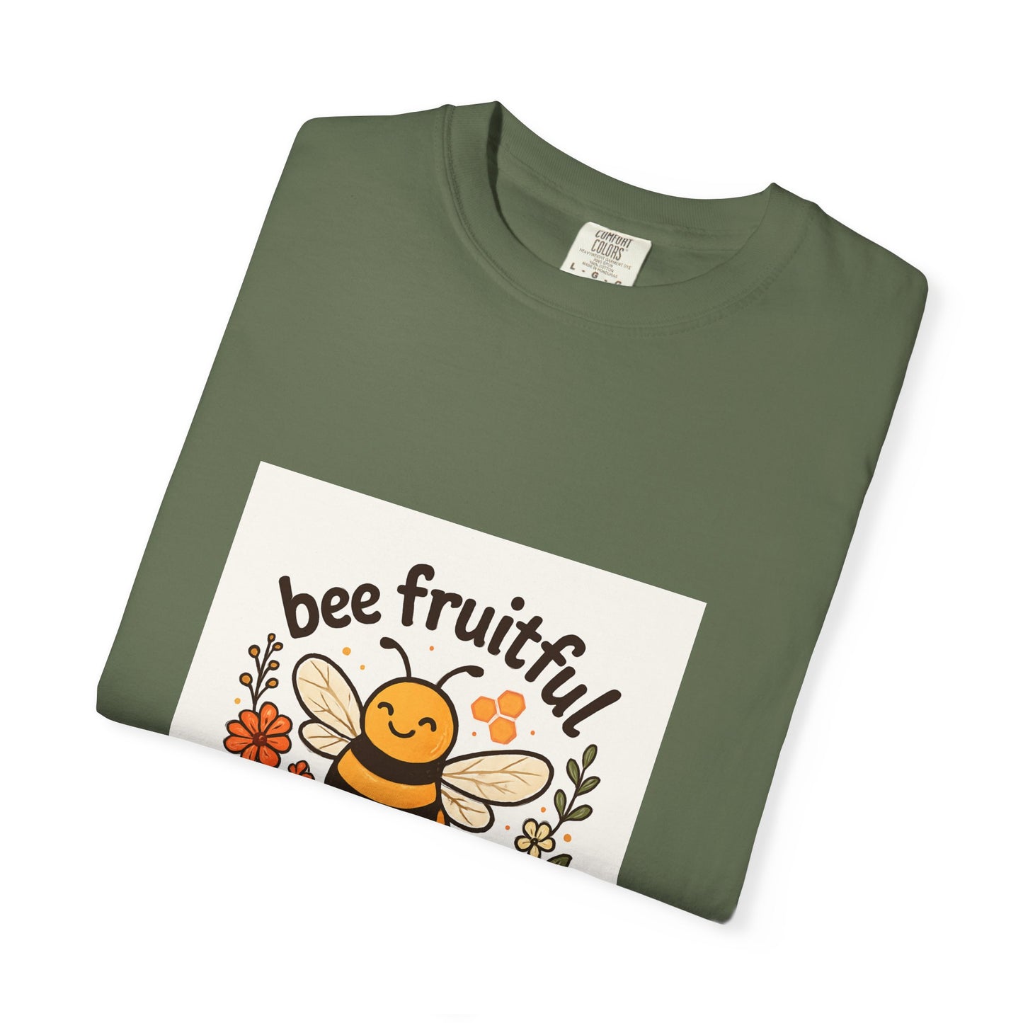 Bee Fruitful T-Shirt, Unisex Garment Dyed Tee, Cute Bee Apparel, Nature Lover's Gift, Summer Outfit, Eco-Friendly Fashion