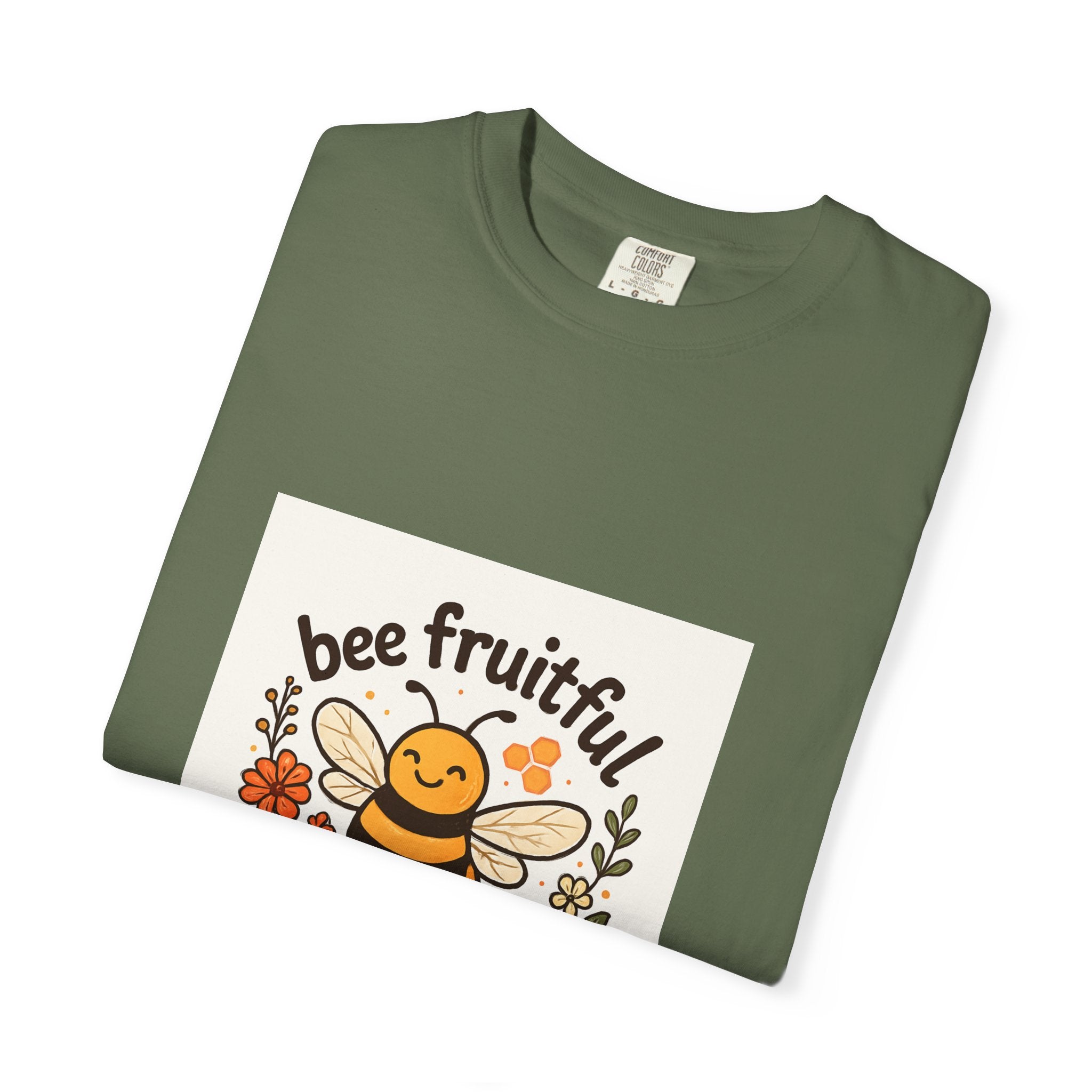 Bee Fruitful T-Shirt, Unisex Garment Dyed Tee, Cute Bee Apparel, Nature Lover's Gift, Summer Outfit, Eco-Friendly Fashion